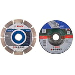 Bosch Professional Disque à tronçonner diamanté Standard for Stone (pour pierre, 125 x 22,23 x 1,6 x 10 mm) & Bosch 5 Disque à tronçonner (pour le métal)