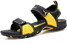 Hommes Doux Femmes Sandales en Cuir Imperméable Peep Toe Réglable en Plein air Randonnée Respirante Sandales Confortables Plage d'été （Jaune,37/38 EU,38 Taille de la Marque