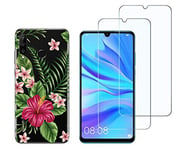 NOVAGO Compatible avec Huawei P30 Lite -Pack 2 en 1-Coque Souple Solide Anti Choc avec Impression + 2 Films Protection écran Verre trempé résistant (Coque+2 Films, Exotique)