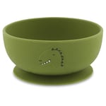 Trixie Silicone Bowl with Suction Mr. Dino - Non-Slip Baby Feeding Bowl - Strong Suction Base for Mess-Free Meals - Soft, Durable, and Easy to Clean - Perfect for Baby-Led Weaning & Toddlers