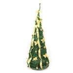 WeRChristmas Pre-Lit Pop Up Christmas Tree with Ribbon and Bauble Decorations, 5 ft/1.5 m - Green/Gold