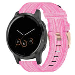 För Garmin Vivoactive 4S 18mm Nylon Woven Watch Band Pink