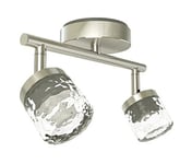 Mm_unverified_brand - Plafonnier barre 2 spots led 2X5.3W nickel brossé orientable L224mm + verre 3000K 345lm 230V IP20 smaal Light Topps LT23187