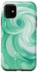 iPhone 11 Swirl Green Color Illustration Pattern Abstract Art Case