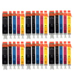 3 Ink Cartridges For Canon Pixma Printers Black + Colours With Chip