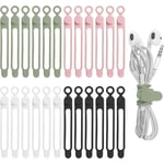 Lot De 24 Sangles De Câble En Silicone Pour ÉCouteurs, Chargeur De TÉLÉPhone, Ordinateur, Attaches De Câble RÉUtilisables Pour La Maison, Le Bureau,