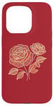 Coque pour iPhone 15 Pro Art floral rose botanique, style minimaliste