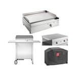 Plancha électrique en inox Chef 55 cm Avec chariot fermé + couvercle + housse