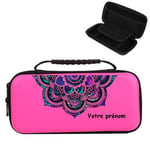 Etui pochette Switch LITE rose personnalisee prenom mandala fluo