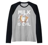 Fun Lactose Intolerant Vintage Milk Dairy Is Evil Raglan Baseball Tee