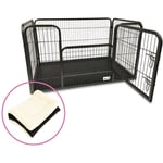 Maxxpet - enclos pour chiots 93x61x63cm - Avec plaque de base - Avec plaid - Cage pour chien - Chenil pour chiots - Parc pour chiens - Noir