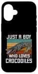 Coque pour iPhone 16 T-shirt mignon Just A Boy Who Loves Alligator Crocodiles