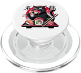 Chat noir mangeant des sushis Anime drôle chat amateur de sushi PopSockets PopGrip pour MagSafe