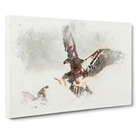 Eagle Attack in Abstract Canvas Print for Living Room Bedroom Home Office Décor, Wall Art Picture Ready to Hang, 30 x 20 Inch (76 x 50 cm)