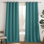 PONY DANCE Rideaux Salon Occultants - Décoration Maison Rideau Thermique Draperies à Oeillets Lumiere Bloquer Anti uv, 140 cm Largeur sur 245 Hauteur, Sea Teal, 2 PCs