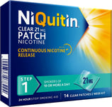 NiQuitin Step 1 - 21mg - 14 Clear Patches (EXP: 05/2027)