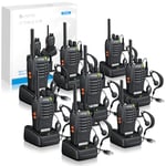 eSynic 8Pack Professional Walkie Talkies for Adults Rechargeable Walkie Talkies Best 16CH Walkie Talkies Hand Free VOX Clear Call Walkie Talkies With Earpieces& LED Lights For Travel Working etc