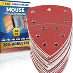 S&R 60 Feuilles Abrasives Ponceuse Mouse Delta Papier Triangles Poncage 105 x152 mm Grain P40/60/80/120/180/240 Bosch Makita Dewalt Black+Decker