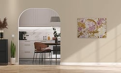 A.S. Création WTD Mantiburi Impression sur toile Motif fleurs florales avec flamant rose Jaune Rose 90 x 60 cm Format paysage Décoration murale moderne pour chambre à coucher, salon, cuisine