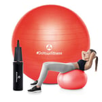 #DoYourFitness Balle de Gymnastique avec système Anti-Burst | Balle Polyvalente pour Le Pilates, Fitness, etc. et Une Position Assise Saine | Idéale à la Maison ou au Bureau [Rouge- 85 cm]