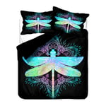 Bedding Set Dragonfly Spider Web Black White Purple Yellow Pink Duvet Cover and Pillowcase, Lightweight Polyester Soft Breathable, Duvet Cover for Kids Boys Girls (Black,King)