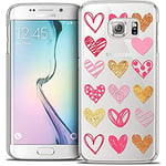 Caseink - Coque Housse Etui pour Samsung Galaxy S6 Edge [Crystal HD Collection Sweetie Design Doodling Hearts - Rigide - Ultra Fin - Imprimé en France]