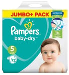 Pampers Baby Dry Nappy nappies Size 5 11-25kg jumbo 72 pack 12 hour