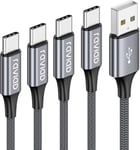 Câble USB C Charge Rapide [Lot de 4,0.5m+1m+2m+3m] Cable USB Type C Chargeur 3A Nylon Tressé Cable USB C pour Samsung Galaxy S24 S23 S22 A54 A34,iPhone 15 Pro Max,Huawei P60,Google Pixel 7