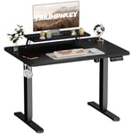 TRIUMPHKEY Bureau réglable avec étagères pour Moniteur, 120 x 60 cm, Bureau réglable en Hauteur, Bureau électrique pour Ordinateur, Table d'étude pour Bureau, Noir