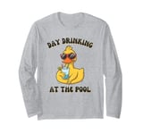 Funny Duck Swimming Pool Vacation Day Drinking At The Pool Long Sleeve T-Shirt