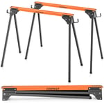 Lot de 2 tréteaux de sciage pliables métalliques charge 500 kg tréteaux avec 2x4 bras de support pieds à ouverture rapide 96,5 x 47 x 76 cm orange