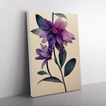 The Fine Flower Brown, Black, Purple Canvas Wall Art Print Ready to Hang, Framed Picture for Living Room Bedroom Home Office Décor, 76x50 cm (30x20 Inch)