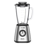 Krups Blender blender Blendforce 2 KB439D - 800 W - 5 vitesses - Fonction Pulse - Récipient en verre thermique de 1,75 l (volume utile : 1,25 l) - Résistant aux chocs - Broyeur à glace - Acier