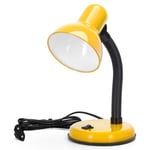 Aigostar Vintage Lampe de Bureau, Lampe de Table Retro avec Prise, Sans Ampoule, Compatible avec Les Ampoules LED Modele E27, Colonne de Lampe Reglable, Jaune