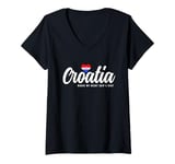 Womens Croatian Souvenirs Makes My Heart Skip A Beat I Love Croatia V-Neck T-Shirt