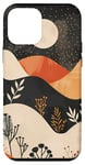 Coque pour iPhone 12 mini Noir Abstrait Floral Minimaliste Coucher De Soleil Montagne Boho Dé