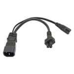 IEC320 C14 Male To C5 C7 Female Power Cord 1 In 2 Out 10A 250V Waterproof Po Kit