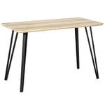 HOMCOM Table à Manger Design Industriel Grand Plateau dim. 120L x 60l x 75H cm Pieds métal Noir en épingles MDF Aspect chêne Clair