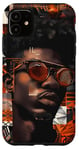 Coque pour iPhone 11 Marron Classique Géométrique Mélanine Black Pride BHM Africain