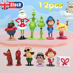 12Pcs How the Grinch Stole Christmas Cartoon Action Figure Kids Toy Doll Gifts