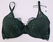 Wacoal Lace Perfection Underwired Push Up Plunge Bra ~Botanical Green~ Size 36C