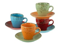 CreaTable, 22876, Serie Nature Collection Mediterran, 8-teiliges Geschirrset für 4 Personen, Espresso Set aus Steinzeug, spülmaschinen- und mikrowellengeeignet, Qualitätsproduktion