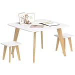 AIYAPLAY Table Enfant avec 2 chaises, Ensemble Table et chaises Enfants 3 pièces, Table activités et Jeux avec chaises pour Salle de Jeux, Chambre et Maternelle, garçons et Filles de 3 à 8 Ans, Blanc