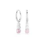 Swarovski Attract Trilogy drop earrings, Round cut, Pink, Rhodium plated