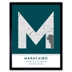 Maracaibo Venezuela City Map Modern Typography Stylish Letter Framed Word Wall Art Print Poster for Home Décor