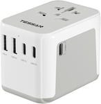 Adaptateur Prise Universelle, Adaptateur Universel De Voyage Avec 2 Usb Et 3 Type C, Adaptateur International, Adaptateur Voyage France Vers Anglaise Usa Japon Thailande Australie[MUL212742]