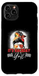 Coque pour iPhone 11 Pro Its Raceday Yall Dirt Track Racing Car Lover Messy Bun