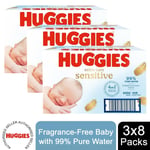 24 packs Huggies Pure Extra Care No Perfume 99% Pure Water 1344 Baby Wipes