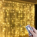 LED USB-ljusgardin 3m x 3m, 300 LED USB-ljusslinga med 8 ljuslägen för festdekoration, sovrum, inomhusbelysning