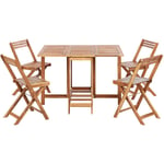 Ensemble de Jardin Pliable en Bois d'Acacia 4 Places Extérieur Table et Chaises Naturel Frassine